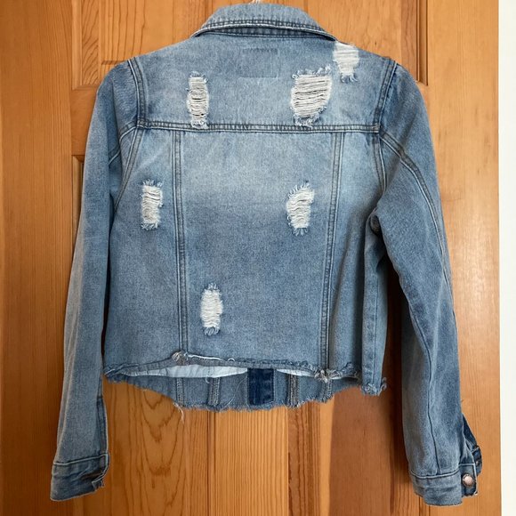 Salvaje Denim Jacket, Distressed, Jr. Large but Fits like a Small - Picture 2 of 3